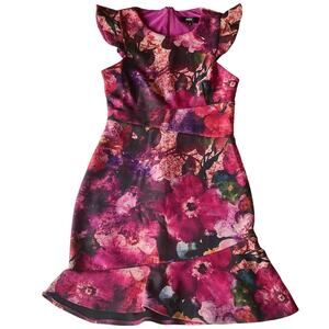 ABS Allen Schwartz Women’s Sexy Knee-length Floral Dress size S, Purple & Pink